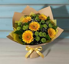 Букет цветов из:  Герберы и Хризантемы в Светлом
